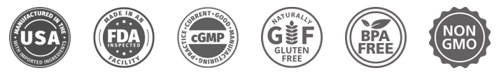 Made in USA, 100% natural, FDA approved, GMP certified badges for VitaliSlim
